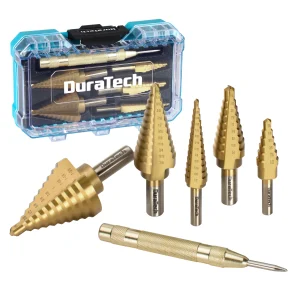 DURATECH 6PC Step Drill Bit Set with Automatic Center Punch