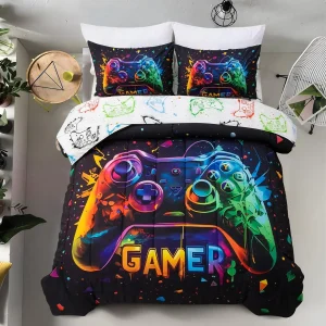 Twin Size Gamer Comforter With Sheets Set
