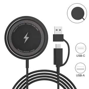 2-in-1 Magnetic Wireless Charger For Type C Fast Charger