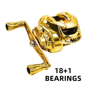 Ambidextrous Aluminum Alloy & Stainless Steel Baitcasting Fishing Reel - Rotating, 18+1 Bearings, Golden