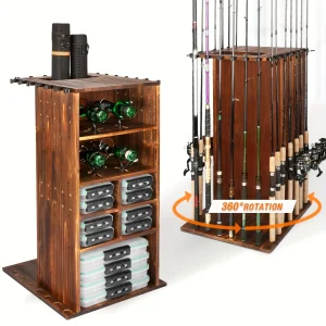 Fishing Rod Holders for Garage 360 Degree Rotating Fishing Pole Holders 10 Rods
