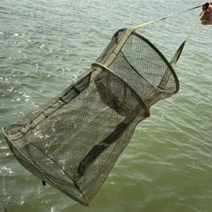 Mesh Fishing Cage Portable Fishing Net Round Collapsible Fish Trap Foldable