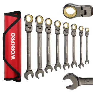 8pcs Flex-Head Ratcheting Combination Wrench Set SAE 5/16-3/4 in 72-Teeth