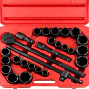 3/4-Inch-Drive Impact Socket Set, SAE and Metric Socket Tool Set, SAE 7/8' to 2' and Metric 26 to