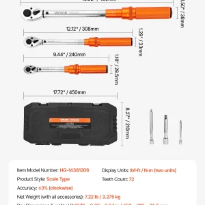 3PCs Click Torque Wrench Set1/4, 3/8, 1/2 Inch Drive