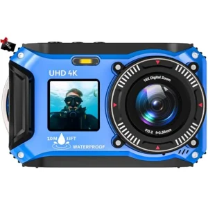 Waterproof to 33FT, Dual-Screen Digital Camera with 32GB Card
