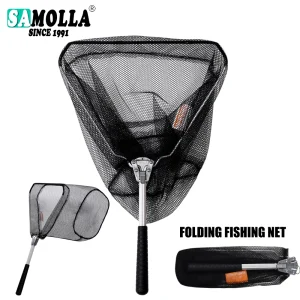 Folding Fishing Pole Ultralight Aluminum Alloy Silicone Fly Carp Course Sea Mesh Fishing Net For Fly Fishing