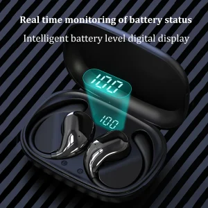 Bluetooth 5.4 Ear Hook Headphones Waterproof LED Display
